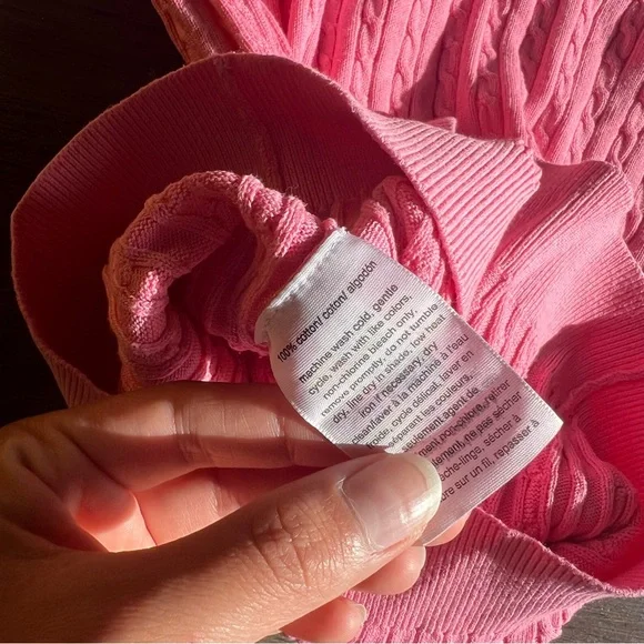 Tommy Hilfiger short sleeved pink cable sweater, top shirt - Picture 5 of 5